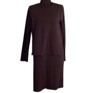 Pure Jill XS Luxe Tencel Black Long Sleeve Layered Look Dress